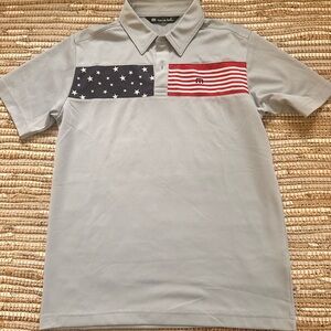 Travis Mathew Gray Polo with American Flag Design